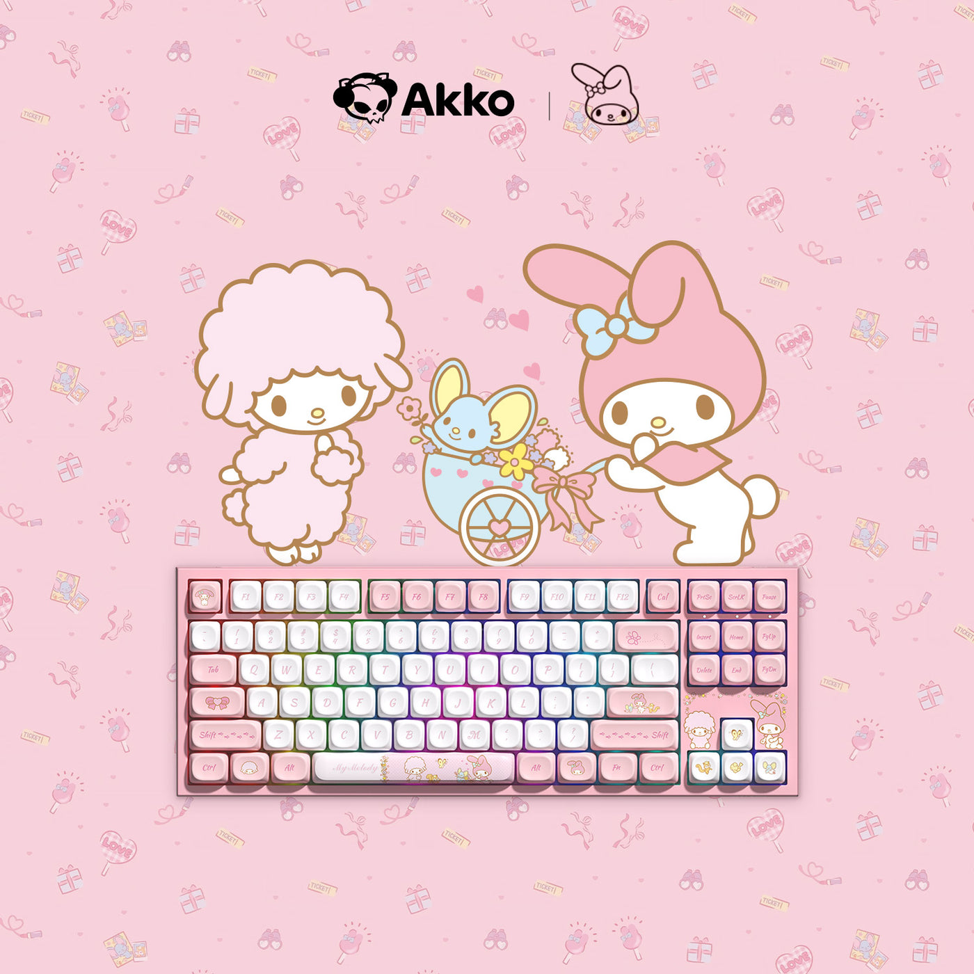 Akko My Melody 5087 V5 Multi-Mode RGB Hot-Swappable Mechanical Keyboard (Akko V3 Piano Pro Switch)