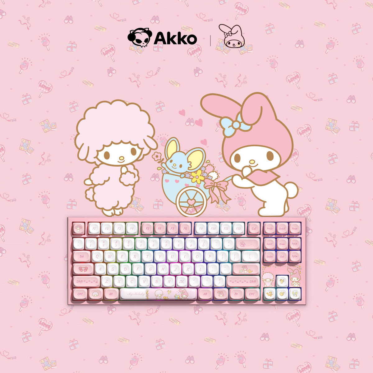 Akko My Melody 5087 V5 Multi-Mode RGB Hot-Swappable Mechanical Keyboard (Akko V3 Piano Pro Switch)