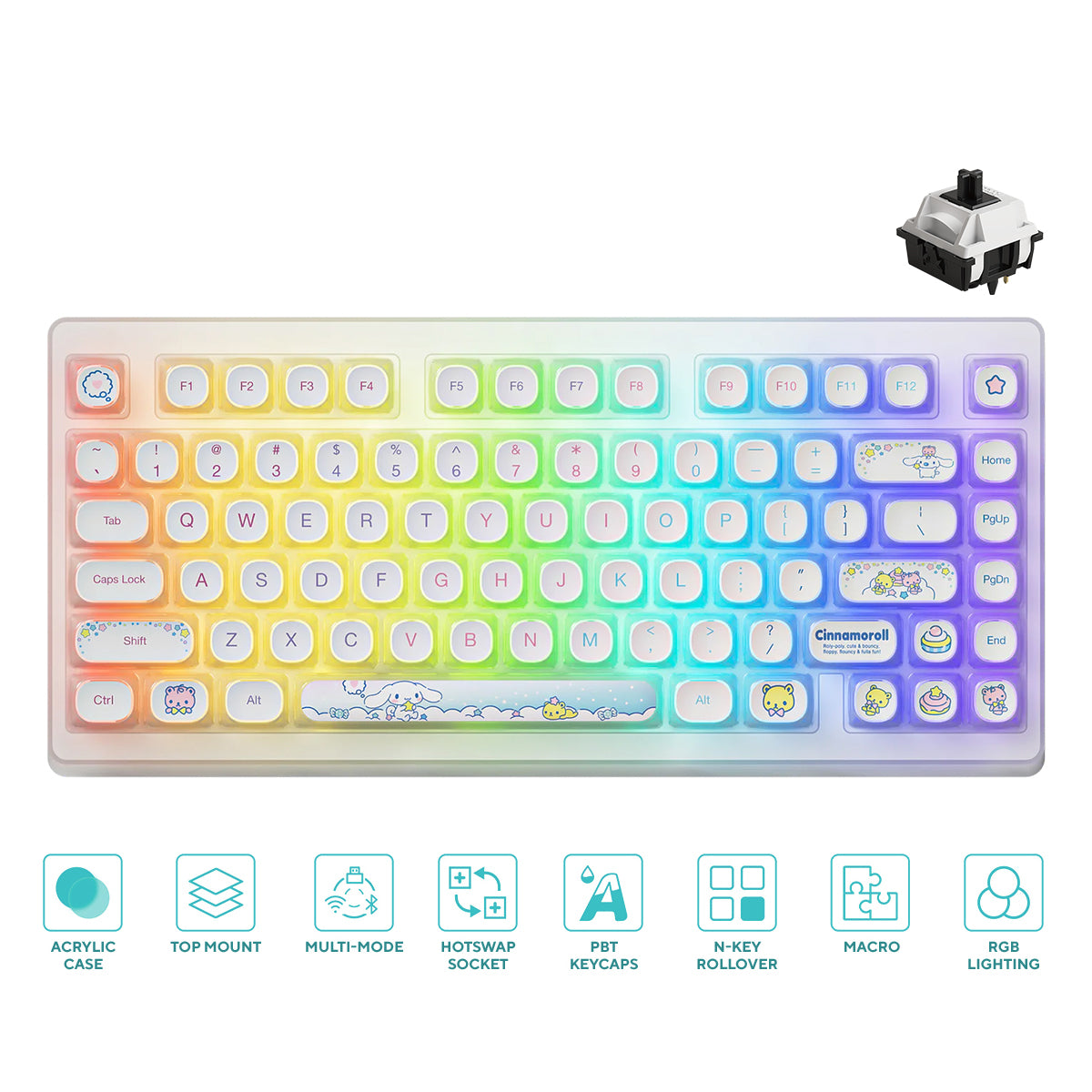 Akko Cinnamoroll ACR TOP 75B Acrylic Case Multi-Mode RGB Hot-Swappable Mechanical Keyboard 