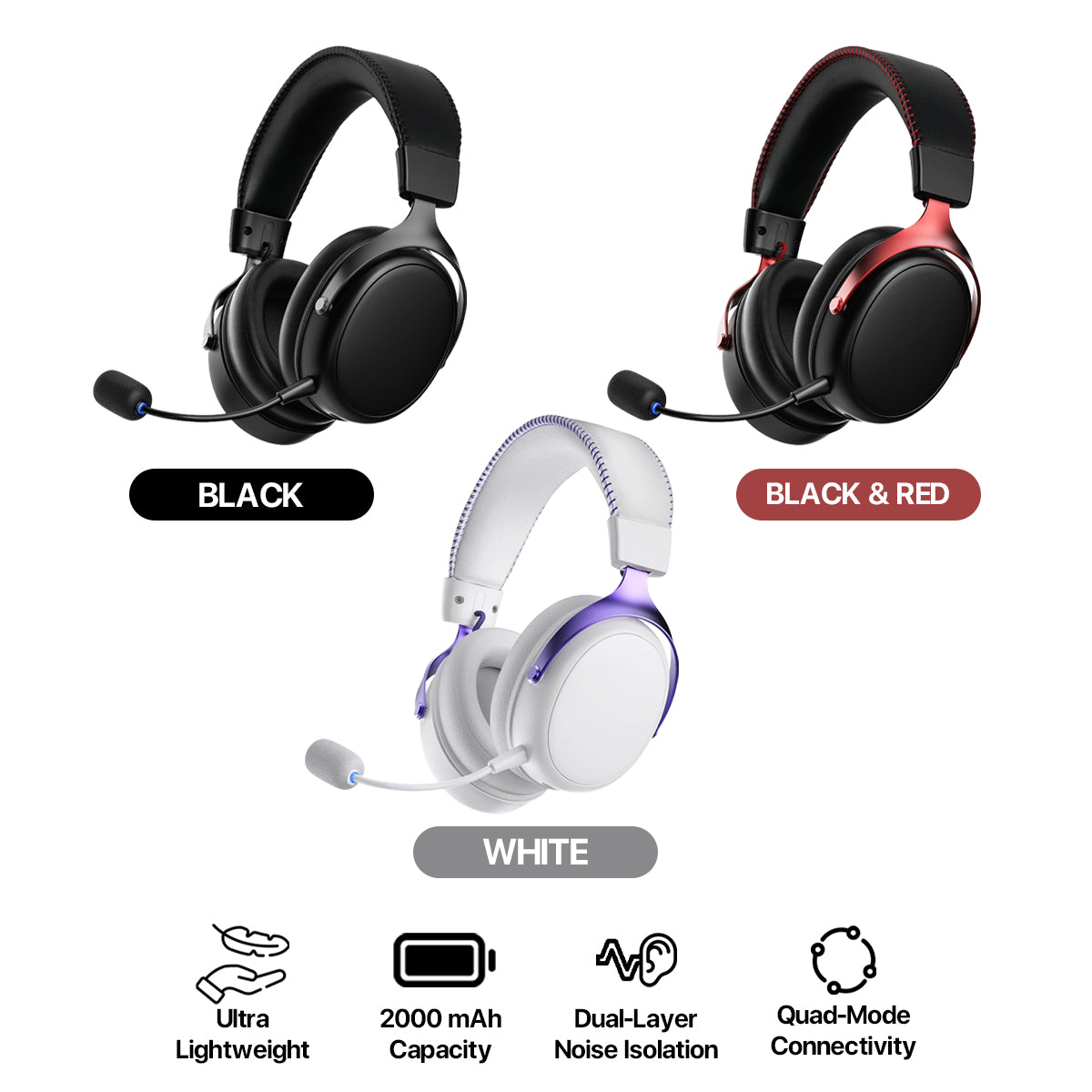 Akko Verge S9 Ultra Gaming Headset (Black, White, Black & Red)