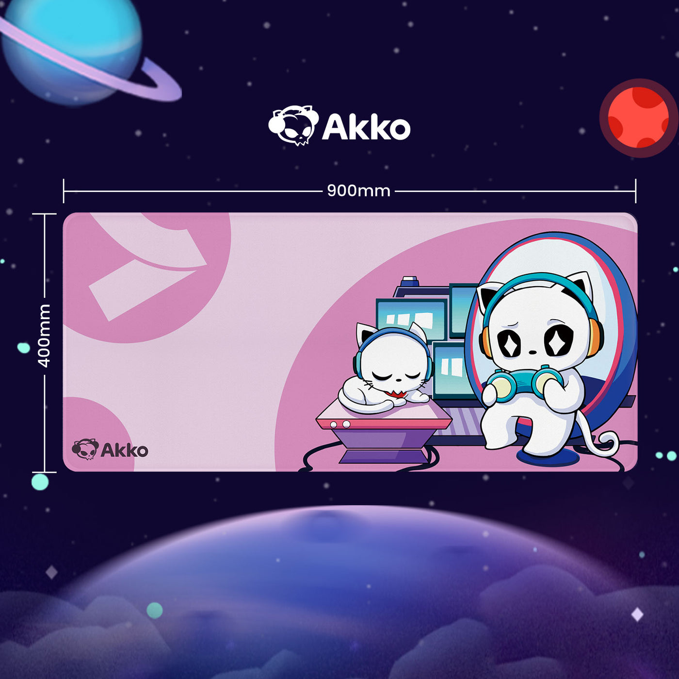 Akko Stellar Eyes Cat Mouse Pad (900x400mm)