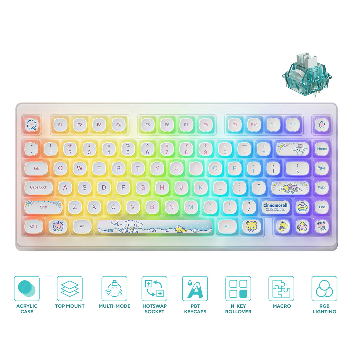 Akko Cinnamoroll ACR TOP 75B Acrylic Case Multi-Mode RGB Hot-Swappable Mechanical Keyboard 