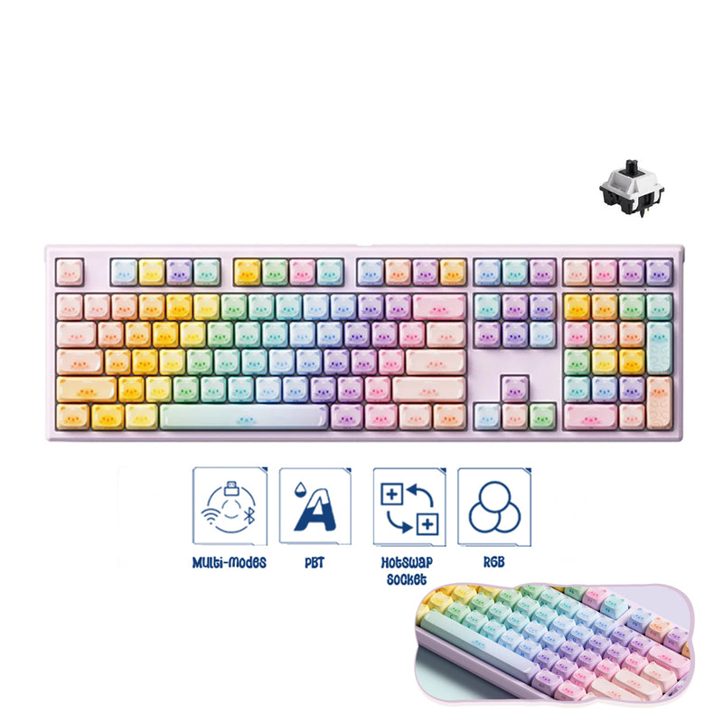 Akko x MonsGeek MG108B Colorful Cats Multi-Mode RGB Hot-Swappable Mechanical Keyboard (Akko V3 Piano Pro Switch)