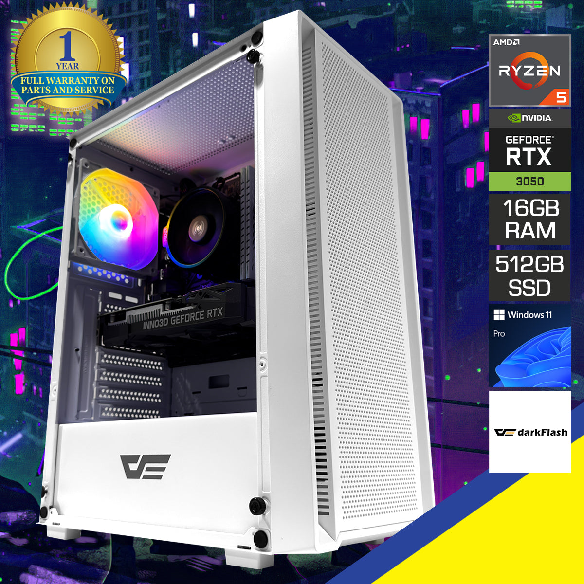 Alpha A305 TG White Desktop Gaming PC