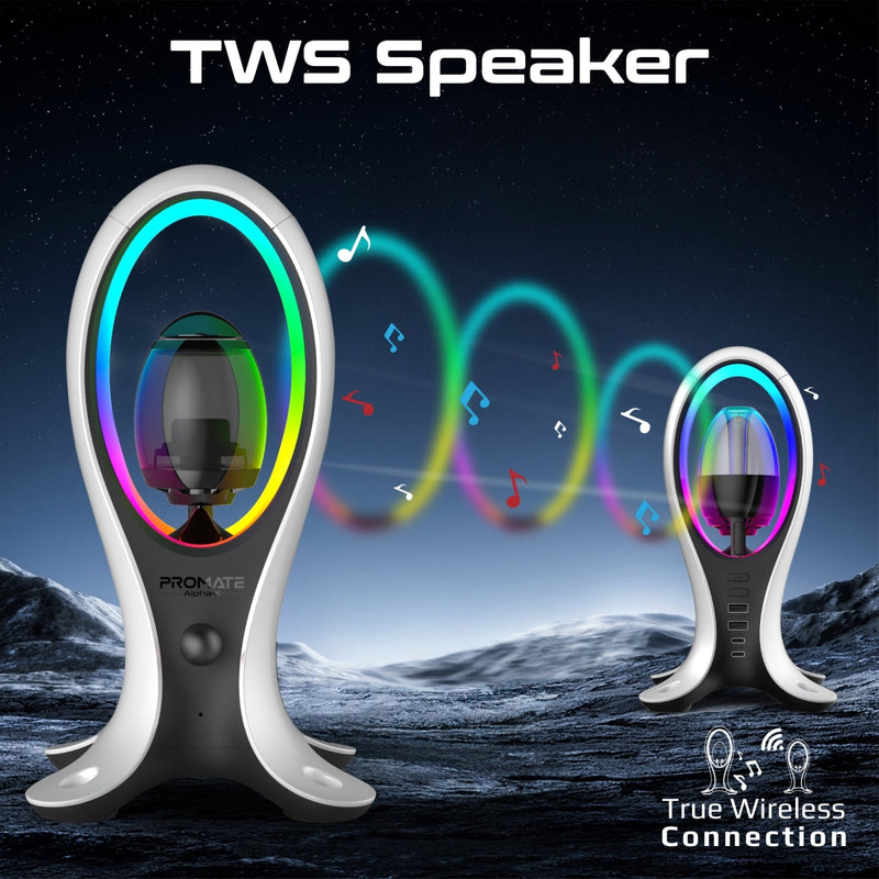 Promate Alpha-X Dynamic High Fidelity Dual Mode RGB Speaker w/ Headphone Stand & USB Hub
