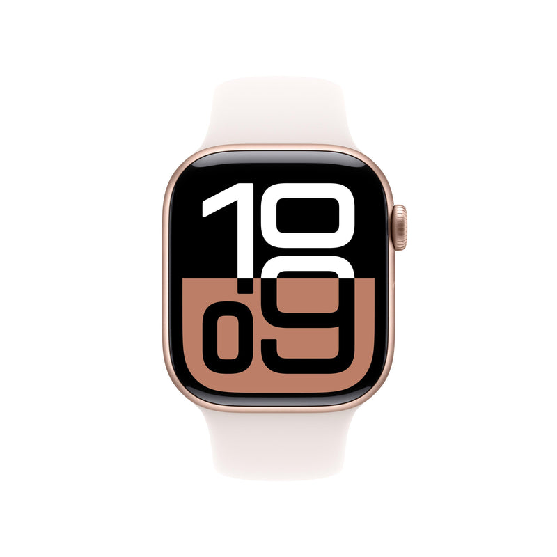 Apple Watch Series 10 GPS 42mm Aluminum Case with Light Blush Sport Band - M/L (Rose Gold) (MWWJ3ZP/A)