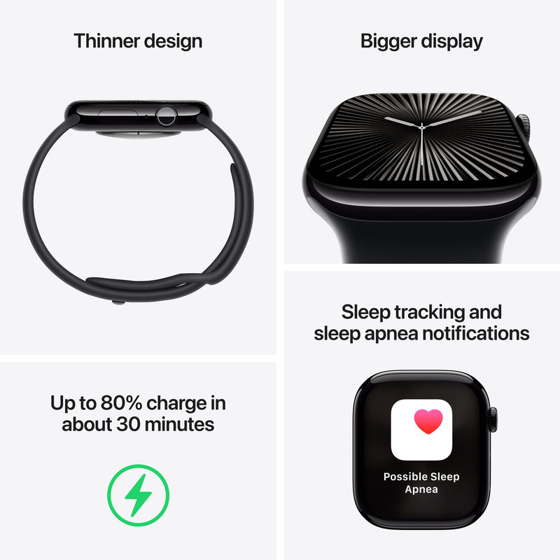 Apple Watch Series 10 GPS 42mm Aluminum Case with Light Blush Sport Band - M/L (Rose Gold) (MWWJ3ZP/A)