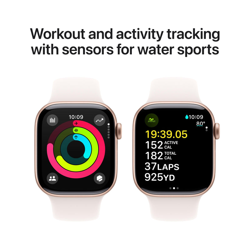 Apple Watch Series 10 GPS 42mm Aluminum Case with Light Blush Sport Band - M/L (Rose Gold) (MWWJ3ZP/A)