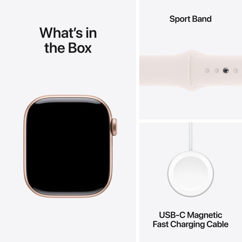 Apple Watch Series 10 GPS 42mm Aluminum Case with Light Blush Sport Band - M/L (Rose Gold) (MWWJ3ZP/A)