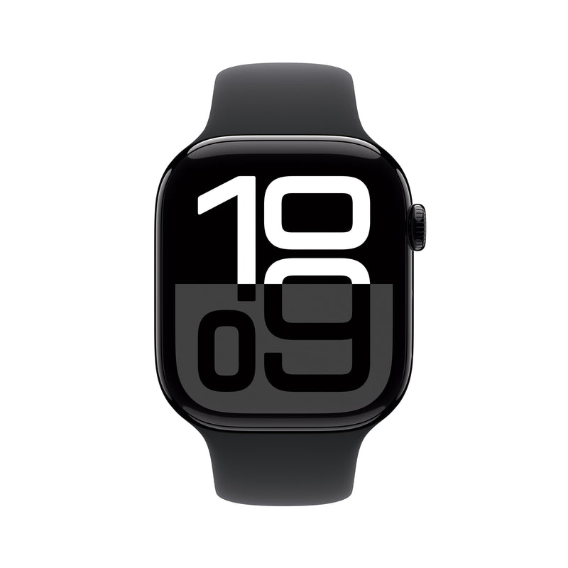 Apple Watch Series 10 GPS 46mm Aluminum Case with Black Sport Band - (Jet Black) (S/M, M/L) (MWWP3ZP/A, MWWQ3ZP/A)