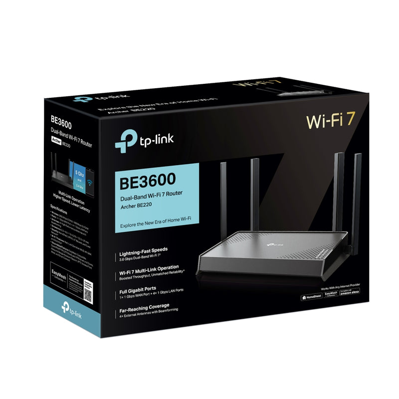 TP-Link BE3600 Dual-Band Wi-Fi 7 Router (Archer BE220)
