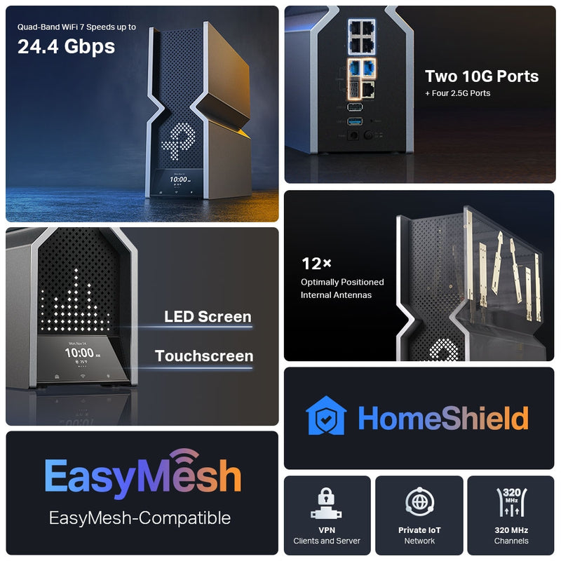 TP-Link Archer BE900 BE24000 Quad-Band Wi-Fi 7 Router