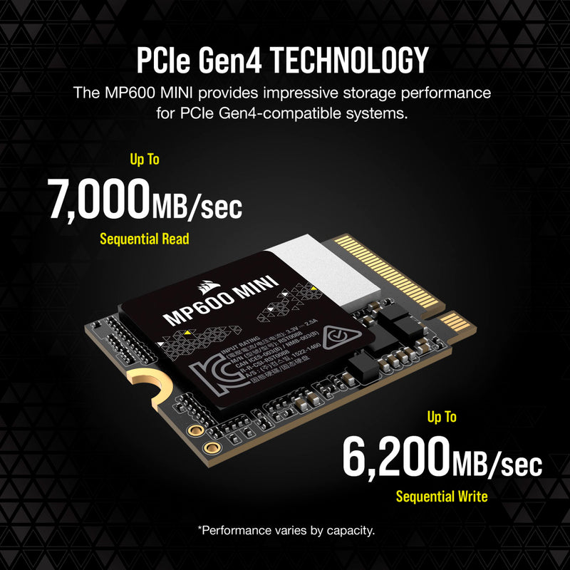 Corsair MP600 Mini 2TB PCIe Gen4 x4 NVMe M.2 2230 SSD (CSSD-F2000GBMP600MNR2)