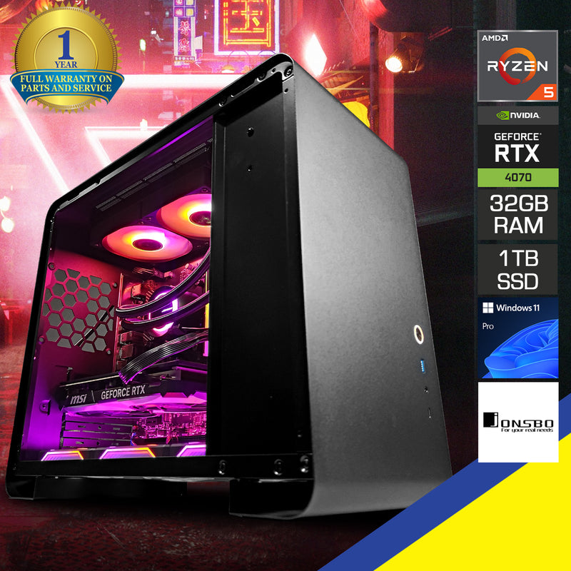 Aurora U4 Mini Black Desktop Gaming PC | AMD Ryzen 5 7600 | 32GB RAM | 1TB SSD | RTX 4070 | Windows 11 Pro