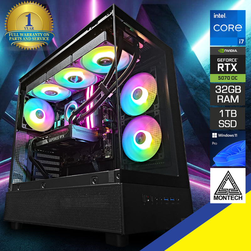 Aurora XR Mid Tower Black Desktop Gaming PC | Intel Core i7 - 12700 | 32GB RAM |  1TB SSD | RTX 5070 OC| Windows 11 Pro