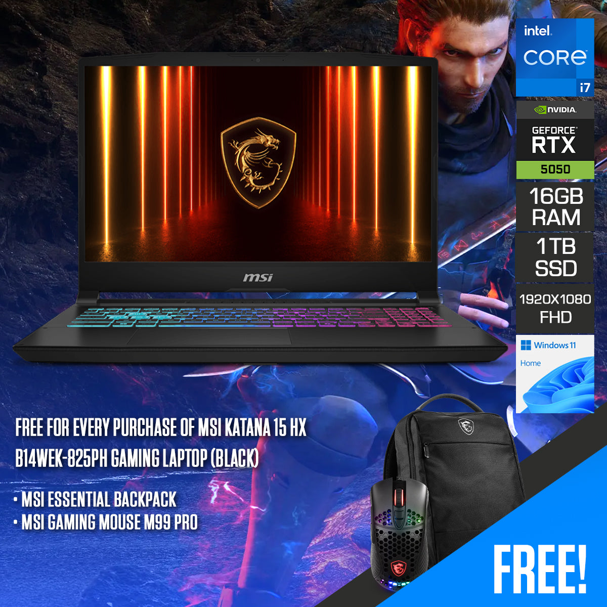 MSI Katana 15 HX B14WEK-825PH Gaming Laptop (Black)
