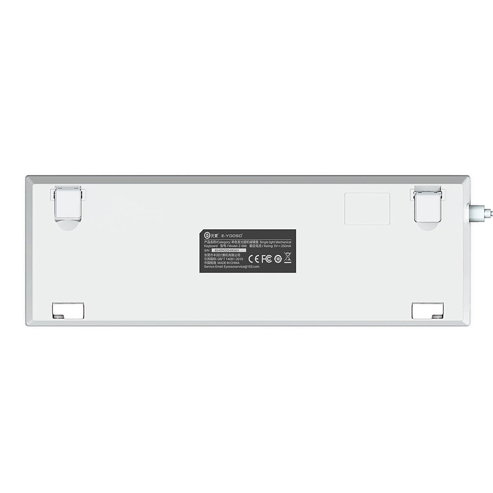 E-Yooso Z-686 Yellow Single Light 68 Keys Hot-Swappable Wired Mechanical Keyboard White/Grey