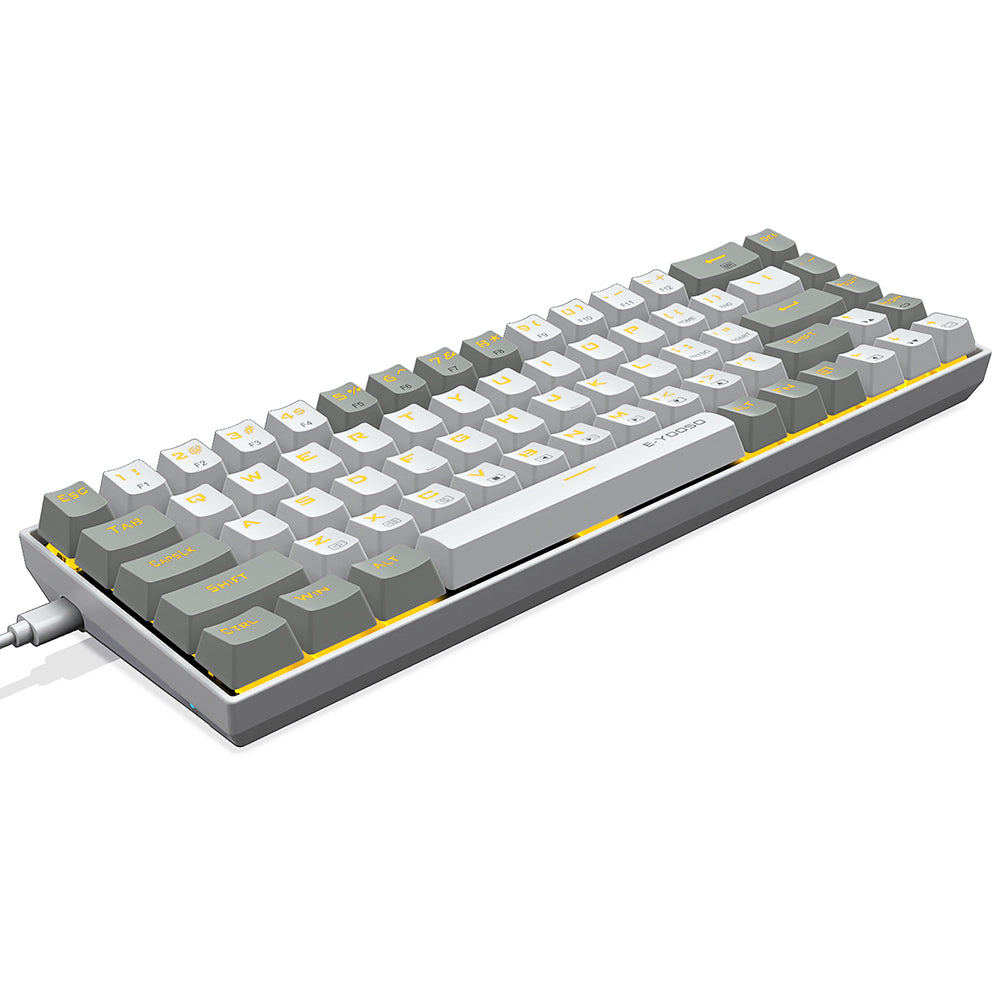 E-Yooso Z-686 Yellow Single Light 68 Keys Hot-Swappable Wired Mechanical Keyboard White/Grey