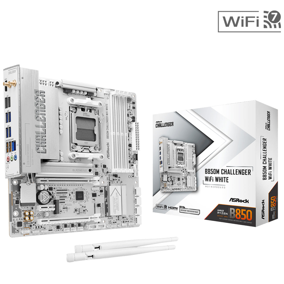 ASRock B850M Challenger WiFi DDR5 AMD Motherboard (White)