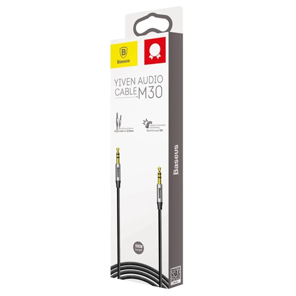 Baseus Yiven M30 Audio Cable Male to Male 3.5mm Aux Cable 1.5m (Black) (CAM30-CS1)