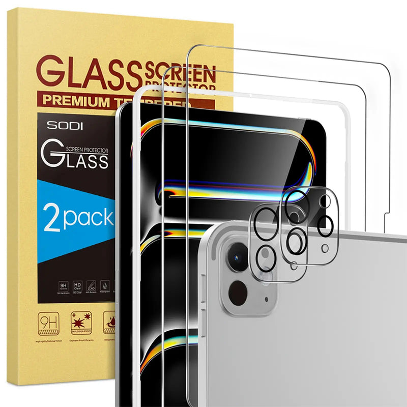 SODI Glass Screen Protector with Cameralens Protector for iPad Pro 13 (2024) (2 Pack)