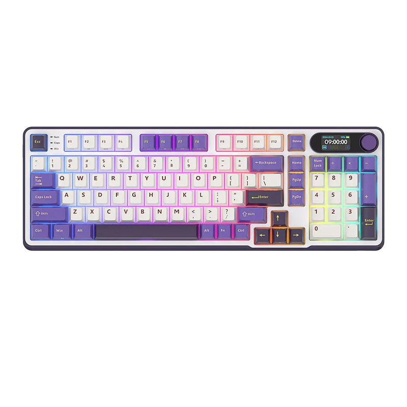 Royal Kludge RK-S98 Tri-Mode RGB 98 Keys Hot Swappable Mechanical Keyboard Blackberry Mousse (Chartreuse Switch)