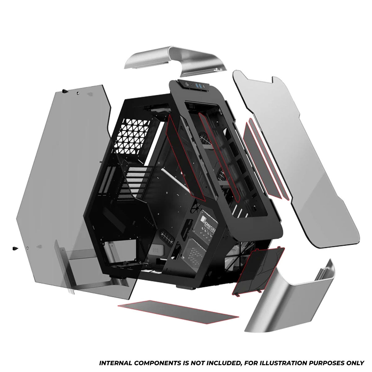 Jonsbo TR03-G Glass Panel ATX Equilateral Triangle Computer Case (Silver)