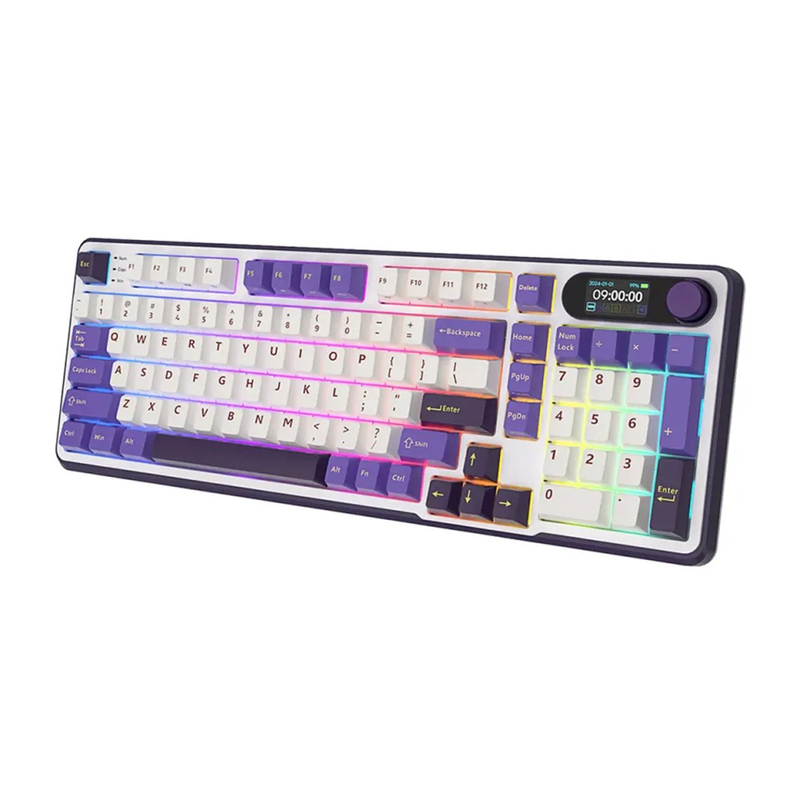 Royal Kludge RK-S98 Tri-Mode RGB 98 Keys Hot Swappable Mechanical Keyboard Blackberry Mousse (Chartreuse Switch)