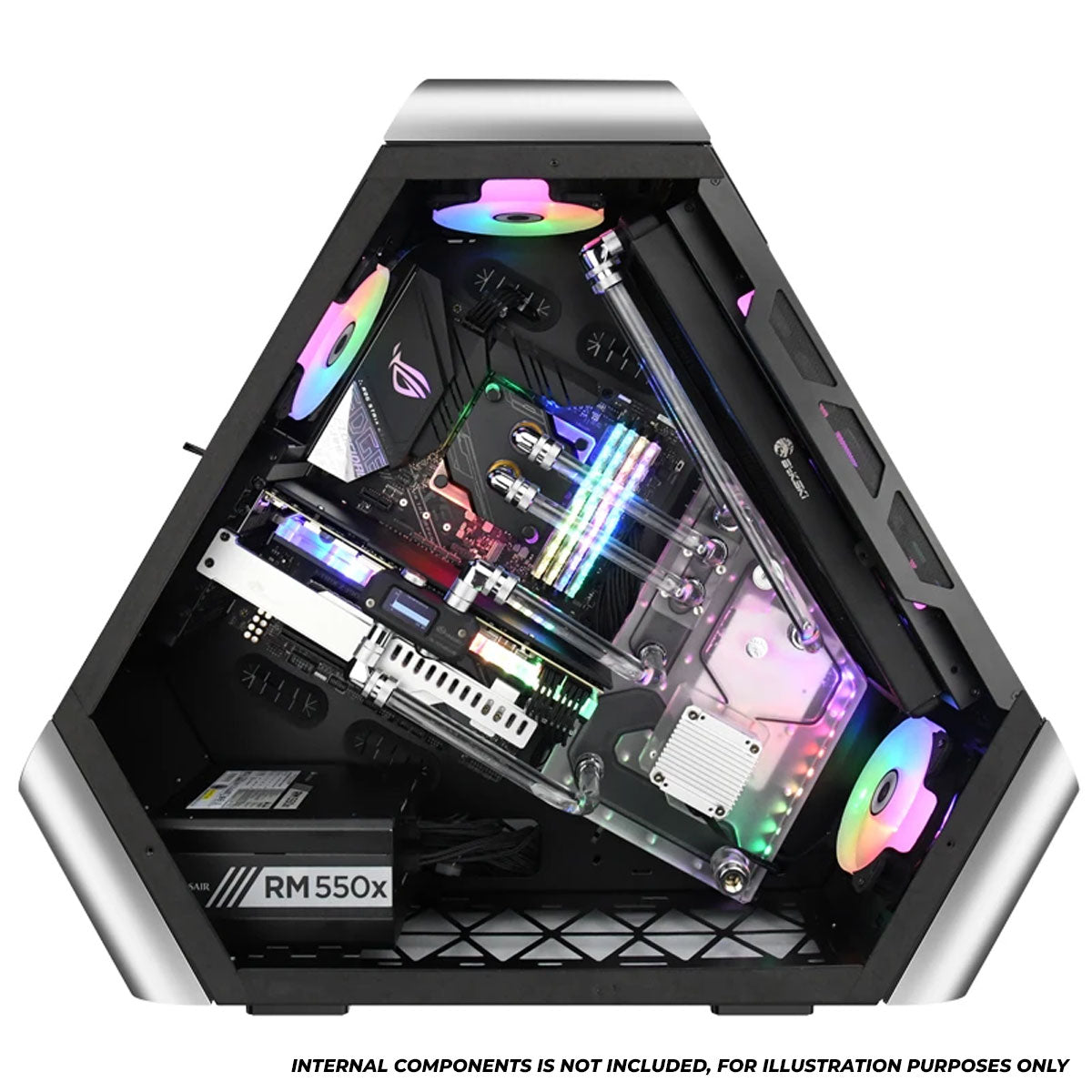 Jonsbo TR03-G Glass Panel ATX Equilateral Triangle Computer Case (Silver)