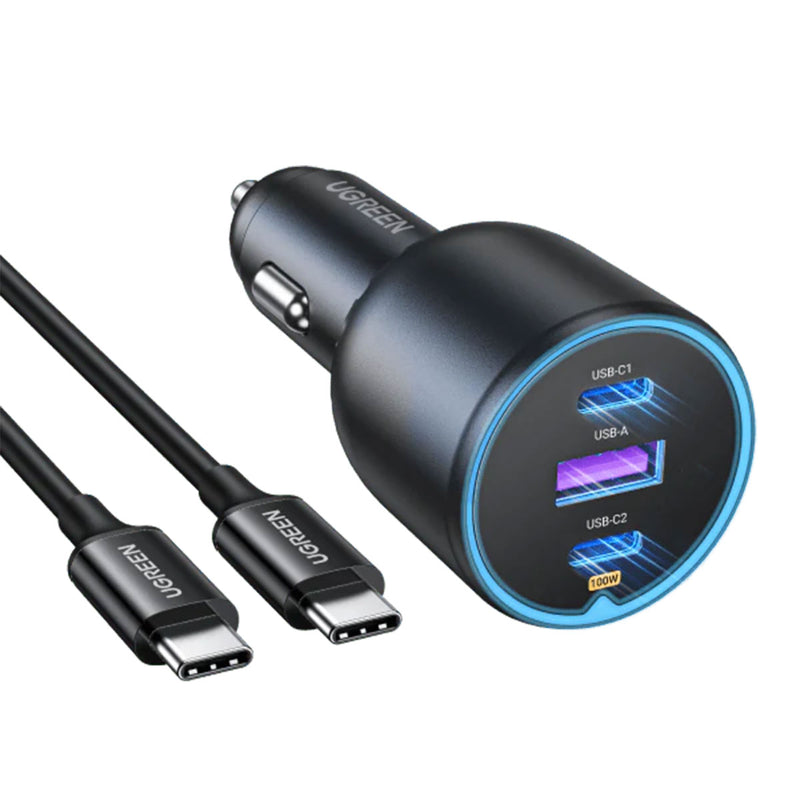 UGreen 2XUSB-C PD + USB-A 130W Fast Car Charger (Black) (CD293/90413)