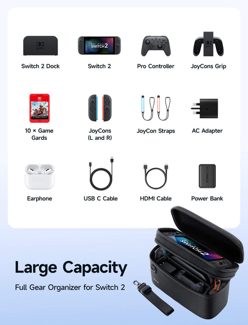 JSAUX All-in-One Travel Storage Carrying Case for NSW2
