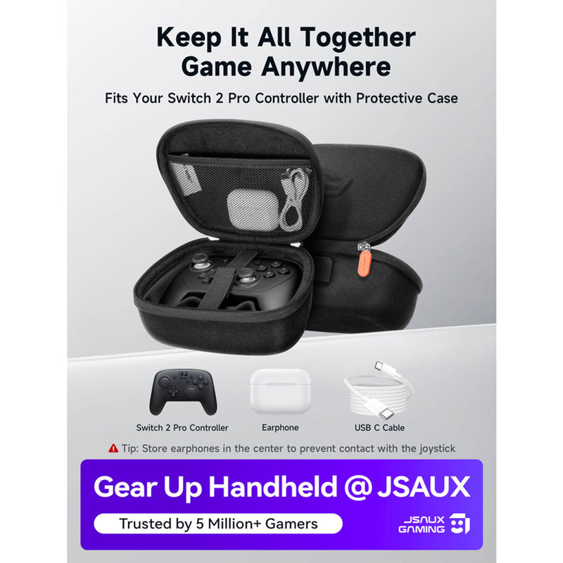 JSAUX Pro Controller Carrying Case for Nintendo Switch 2 (Black) (BG0127)