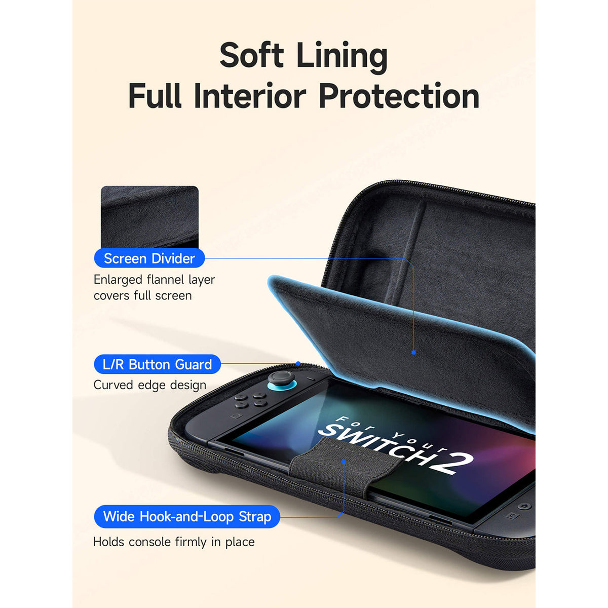JSAUX Colorful Pro Ultra-thin Carrying Case for NSW2 (Black) (BG0133)