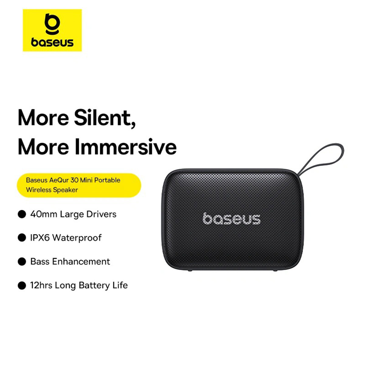 Baseus AeQur 30 Mini Portable Wireless Speaker (Cosmic Black) (A20077900123-00)