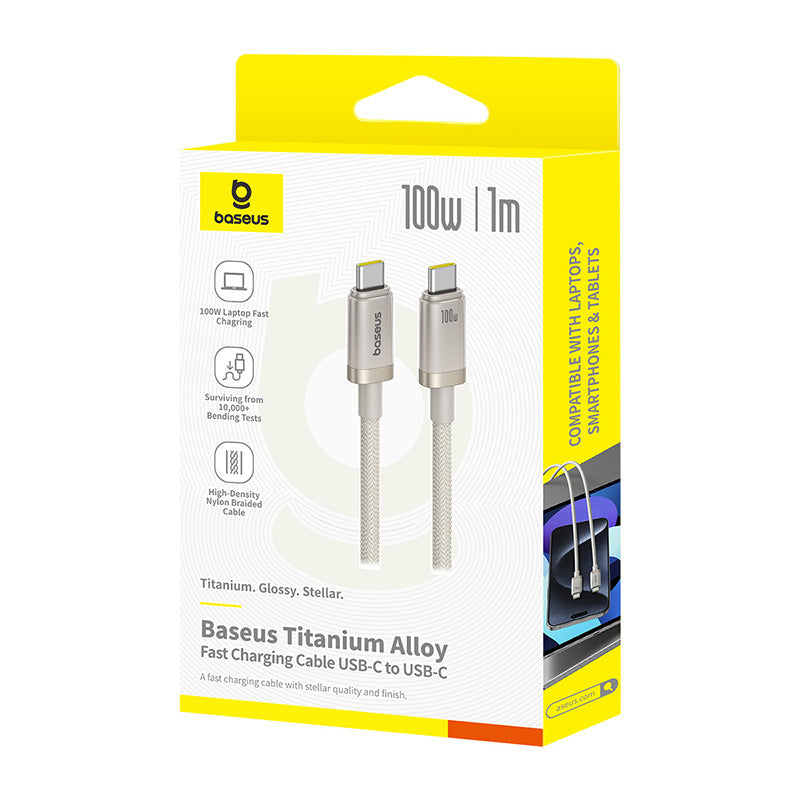 Baseus Titanium Alloy Fast Charging Cable USB-C to USB-C 100W 1m (Galaxy Titanium Gold)