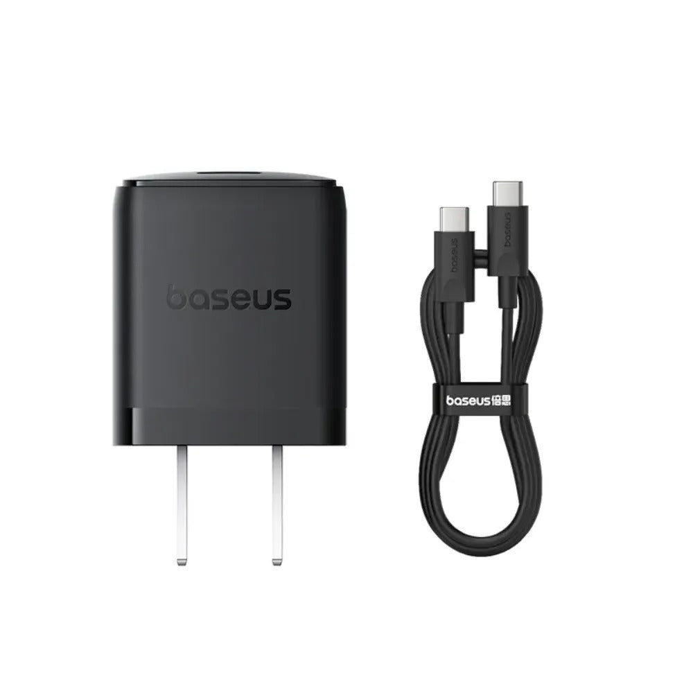 Baseus Palm Fast Charger C+U 20W with Mini White Cable USB-C to USB-C 1m