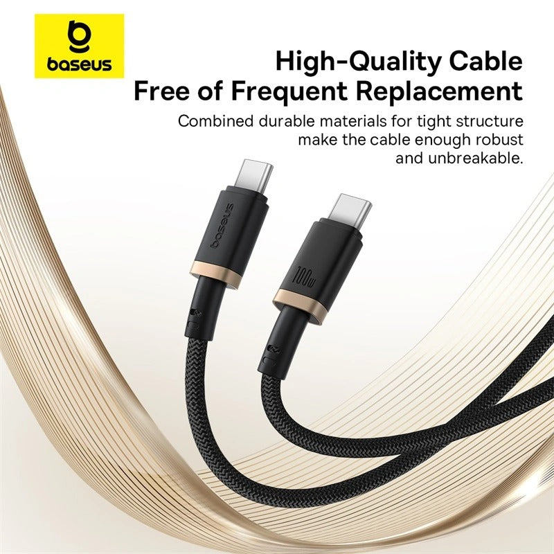 Baseus Dura Series Fast Charging Cable USB-C to USB-C 100W 2M (Gold/Black) (P10377803U01-02)