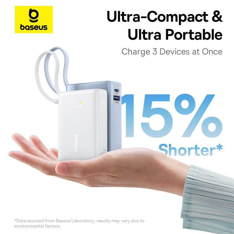 Baseus PicoGo Digital Display Power Bank 10000mAh 45W with Built-in USB-C Cable