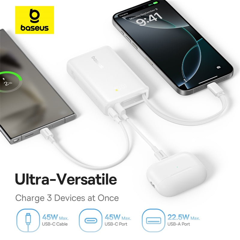 Baseus PicoGo Digital Display Power Bank 10000mAh 45W with Built-in USB-C Cable