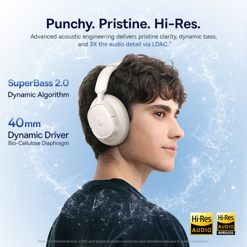 Baseus Bass BH1 NC Wireless Noise Cancelling Headphone (Starlight Off-White) (A0203702)