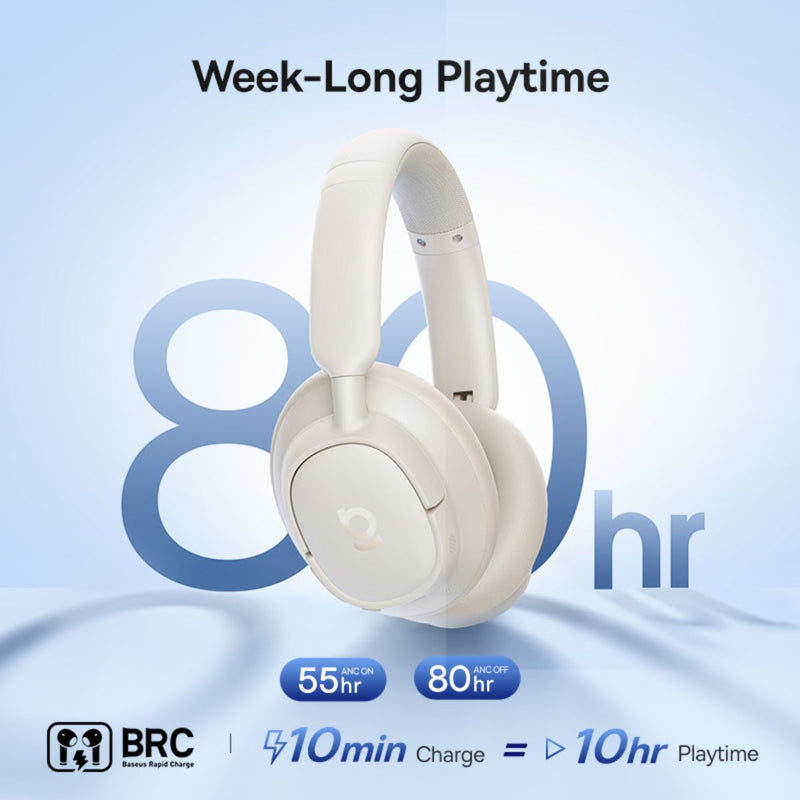 Baseus Bass BH1 NC Wireless Noise Cancelling Headphone (Starlight Off-White) (A0203702)