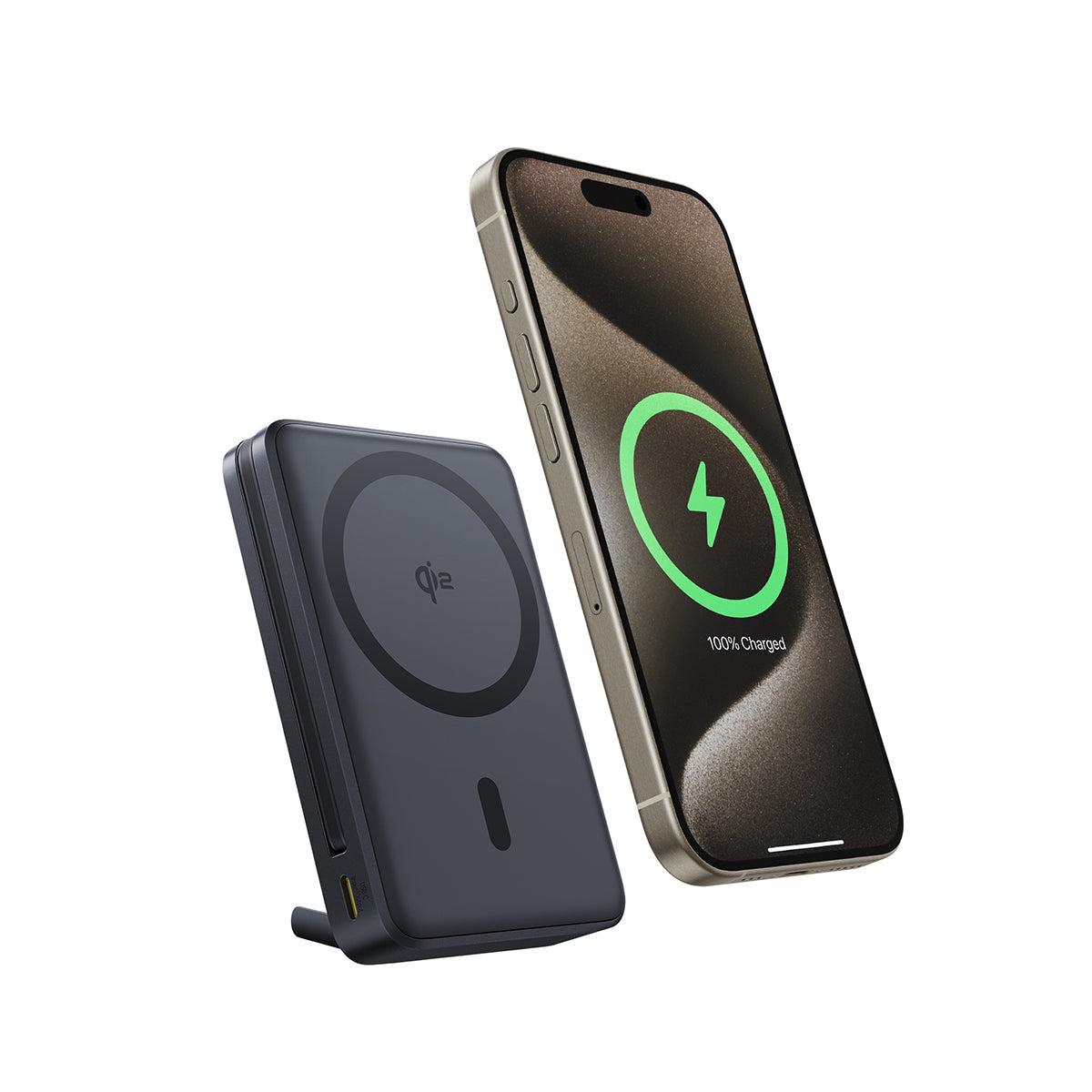 Baseus Nomos Qi2 Magnetic Power Bank 10000mAh 45W with Built-in USB-C Cable & Kickstand (Black) (P10078800123-00)