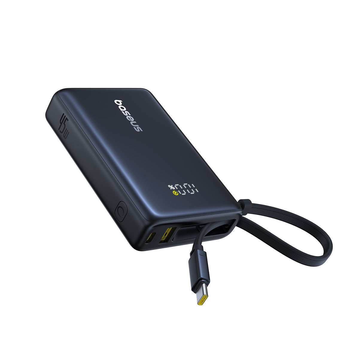 Baseus PicoGo Digital Display Power Bank 10000mAh 45W with Built-in USB-C Cable (Cosmic Black)