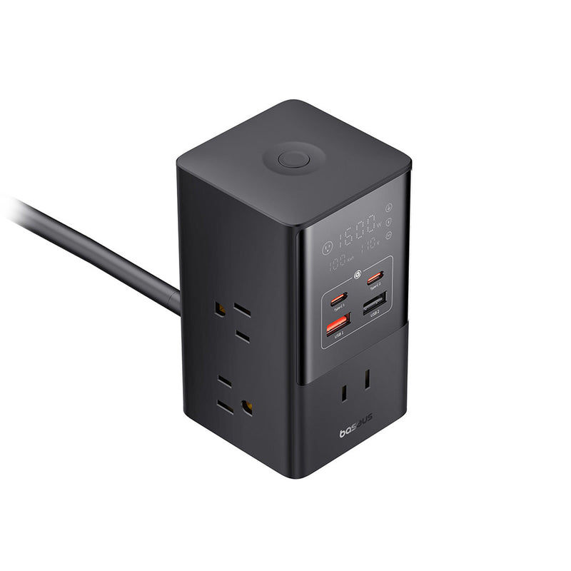 Baseus PowerCombo Tower PowerStrip 6AC+2U+2C 35W with 1.5m Power Cord (Cluster Black)