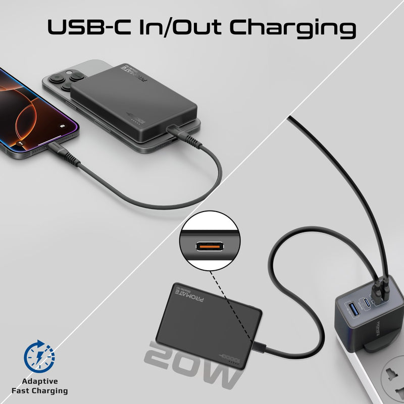 Promate Blade-10 Ultra-Compact Aluminum Crafted MagSafe Compatible Wireless Charging PowerBank