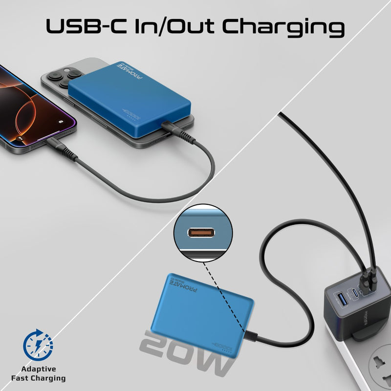 Promate Blade-10 Ultra-Compact Aluminum Crafted MagSafe Compatible Wireless Charging PowerBank