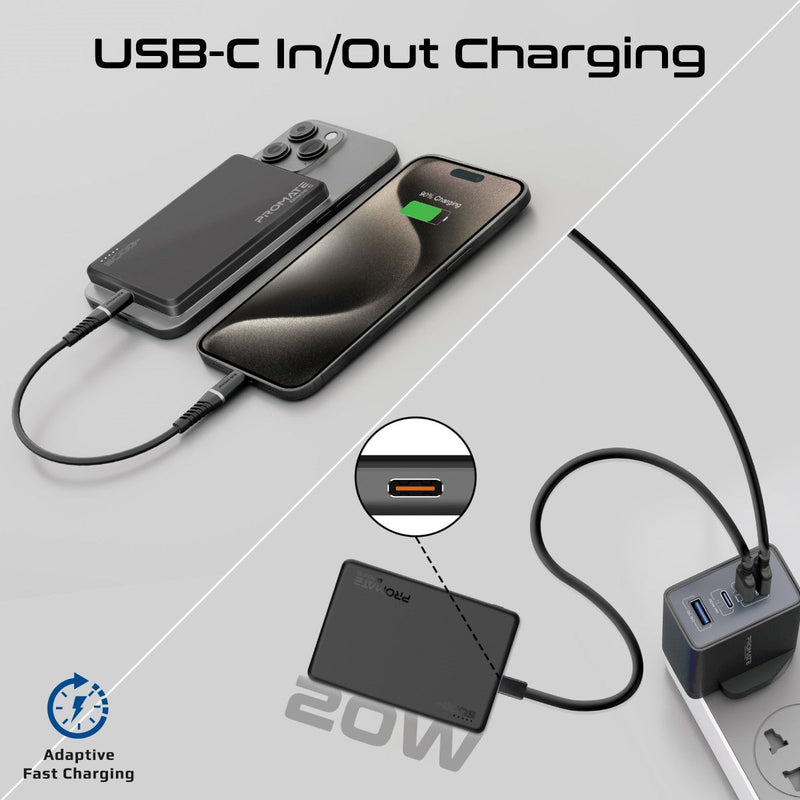 Promate Blade-5 USB-C 5000mAh Ultra-Slim Aluminum Crafted MagSafe Compatible Wireless Charging