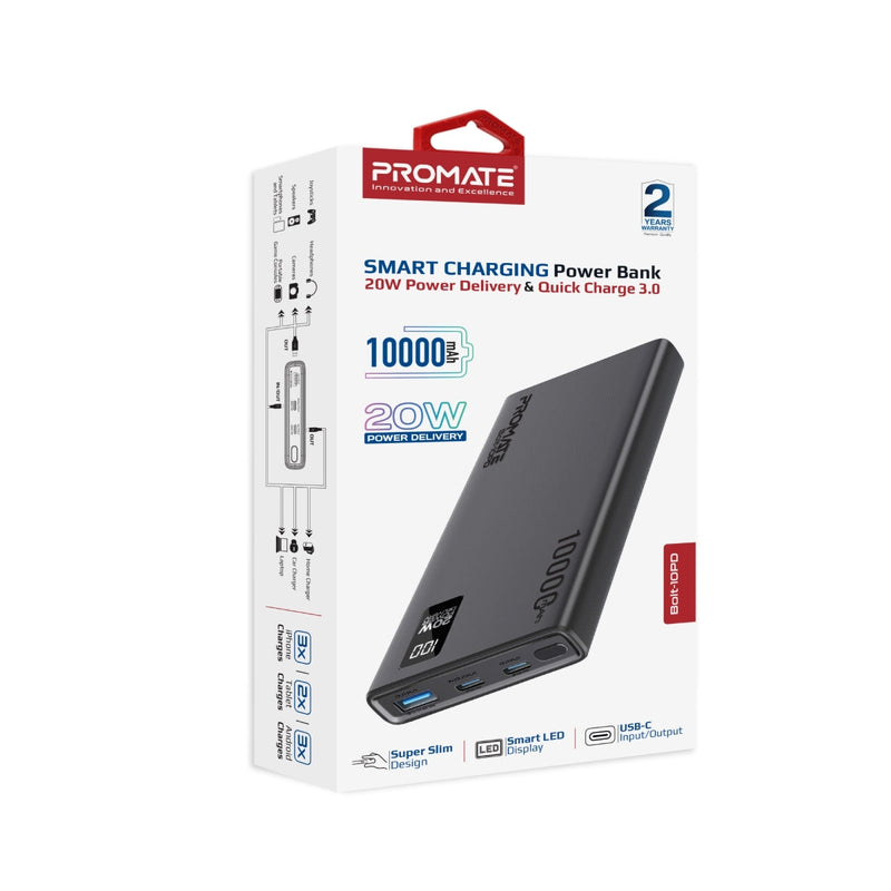 Promate Bolt-10PD 10000mAh Compact Smart Charging Power Bank | DataBlitz