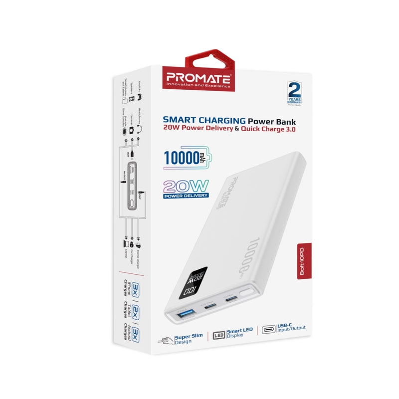 Promate Bolt-10PD 10000mAh Compact Smart Charging Power Bank | DataBlitz