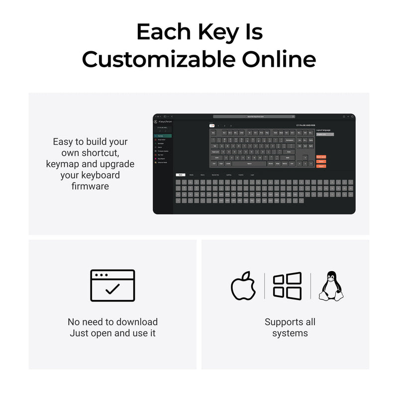 Keychron C1 Pro 8K QMK RGB Hot-Swappable 80% TKL Wired Custom Mechanical Keyboard
